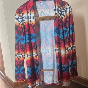 Colorful Geometric Patterned Cardigan